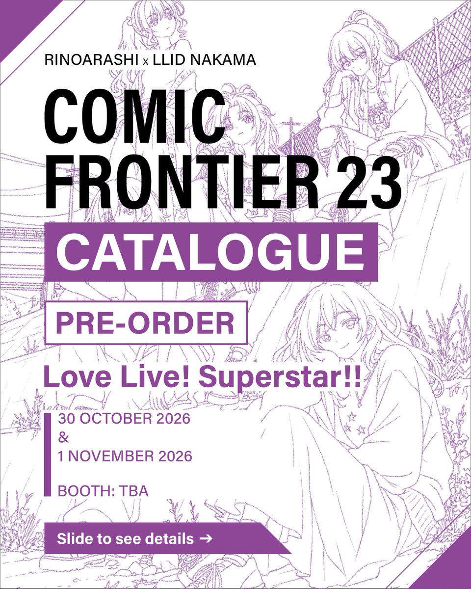 Rinoarashi39's tweet photo. RINOARASHI × LOVE LIVE INDONESIA NAKAMA — Comifuro 23 Pre-Order is now open!~

📅 Periode 9 – 25 September 2026
💌 Mail Order &amp; Pick Up
📍 Booth: TBA

Love Live! Superstar!!

Pre-Order Link:
https://t.co/6DY2ylxghC

🇮🇩 Indonesia Only

#comifuro23 #cf23catalogue #comifuro #liella https://t.co/6g0pkJ9u8n