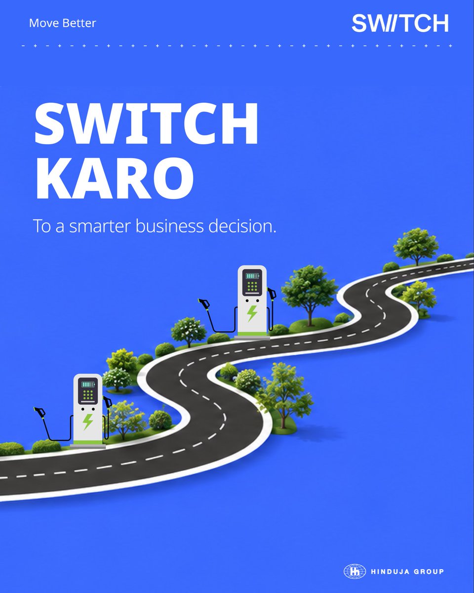 switchmobilitye's tweet photo. EV is gaining momentum, and India’s road ahead is electric.

As more consumers and businesses embrace electric mobility, we’re moving towards smarter, more efficient and sustainable journeys. At SWITCH Mobility, we’re proud to be driving this transformation. The EV era is here and together, we’re driving it forward.

Happy EV Day.

#EVDay #SwitchMobility #ElectricMobility #MoveBetter #SustainableMobility