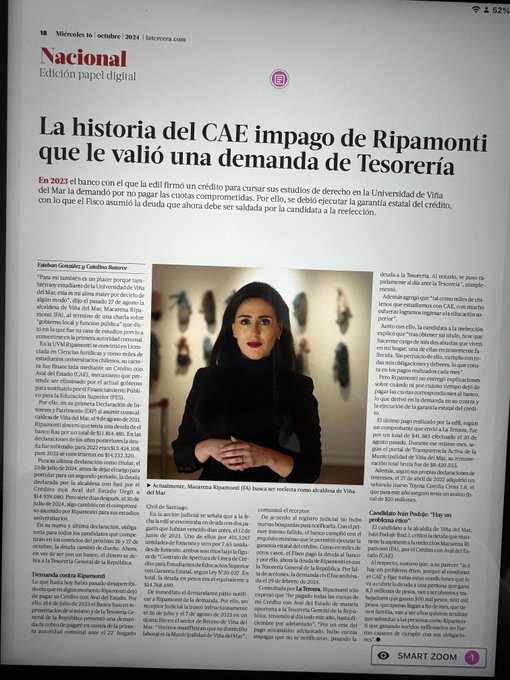 WenaChile's tweet photo. @victor567711135 Acusan a la alcaldesa #Ripamonti de haber estudiado con CAE y no pagarlo, a pesar de su sueldo de
8,5 millones mensuales. El Estado (nosotros) tuvo que saldar su deuda con el banco que le financió la
carrera https://t.co/7tVGsiAp7l