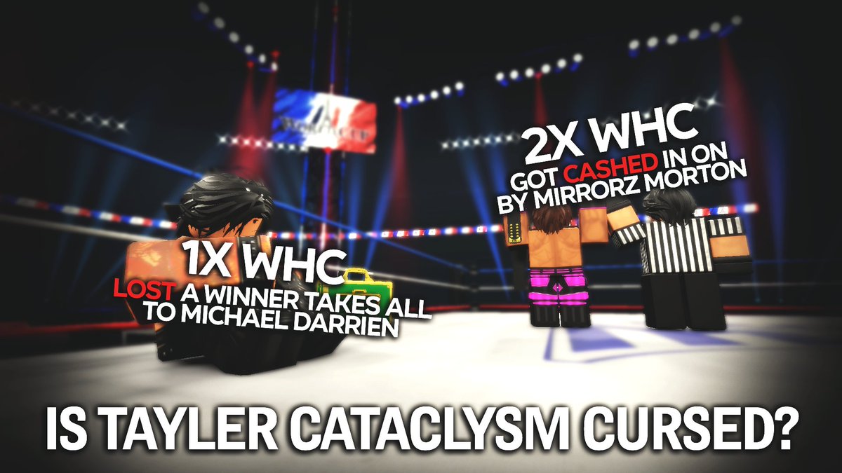 IFWRobloxRW's tweet photo. After Tayler Cataclysm BRUTALLY defeated UJF 15/5 to become a 2x World Heavyweight Champion.🏆

@arioo100 made the SHOCKING decision to cash in.💰

Making @belowprices take the crown of the SHORTEST Title Reign in IFW History.⏱️

Is he truly cursed?. 🤔

#IFW2026 https://t.co/yHx30fkYWV