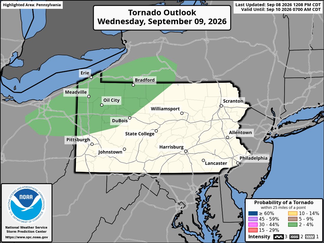 AppalachiaWx's tweet photo. Severe Weather Possible On Wednesday Across The Upper Ohio Valley and Central Appalachians!!! 

The Storm Prediction Center has highlighted parts of our region in a risk for severe weather on Wednesday. 

* Location: Areas from Eastern Ohio to Southwestern New York under a Slight Risk (Level 2 out of 5) for severe weather on Wednesday. Nearby surrounding locations have been placed under a Marginal Risk (Level 1 out of 5).

* Hazards: The primary hazard with severe storms on Wednesday will be damaging winds, but isolated tornadoes are also possible. 

Stay updated on the latest forecasts and outlooks from the Storm Prediction Center over the next 24 hours. 

#nywx #OHwx #pawx #WVWX #SevereWeather