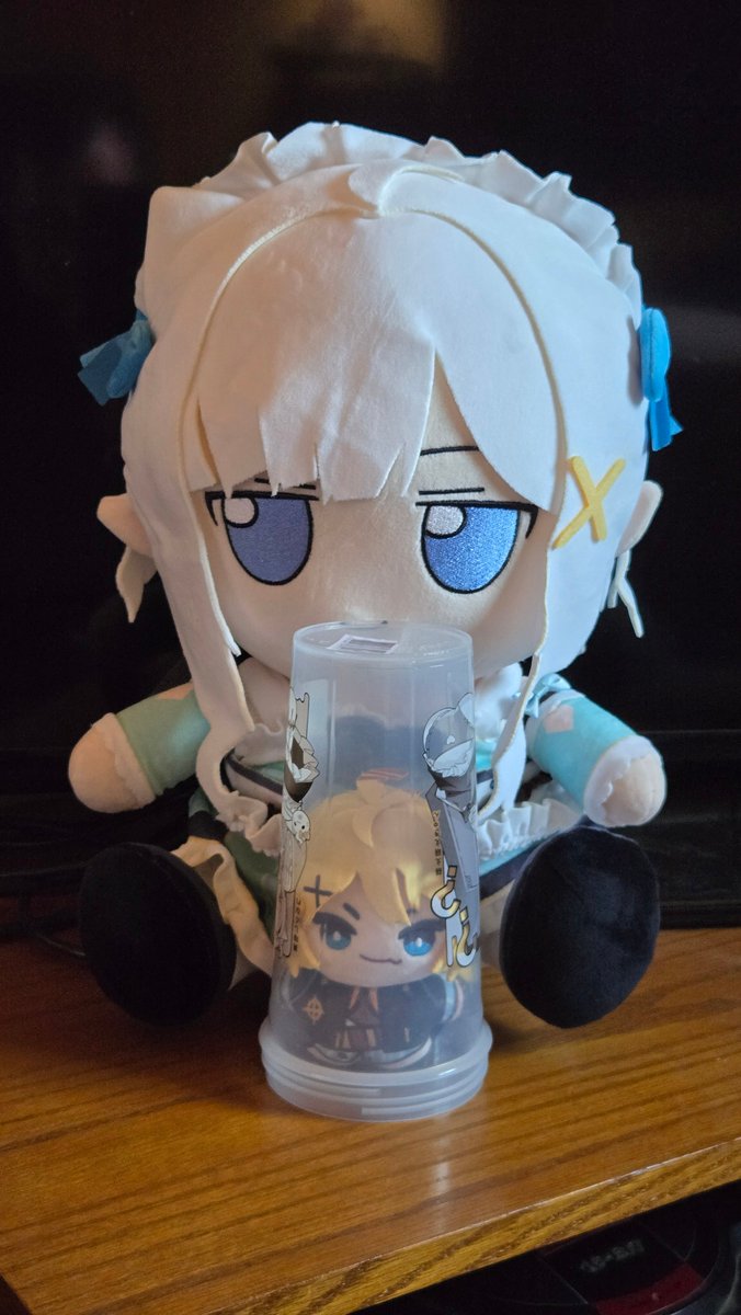 arjei's tweet photo. "Mint! Let me out! MINT!"

"... who's bigger now Doki?"

I did not think about how big the Setsuna Mint plush would be, but when it came in the idea was formed. #mintogo #Dokishrine #Vtubermerch https://t.co/RoorrEhQMy