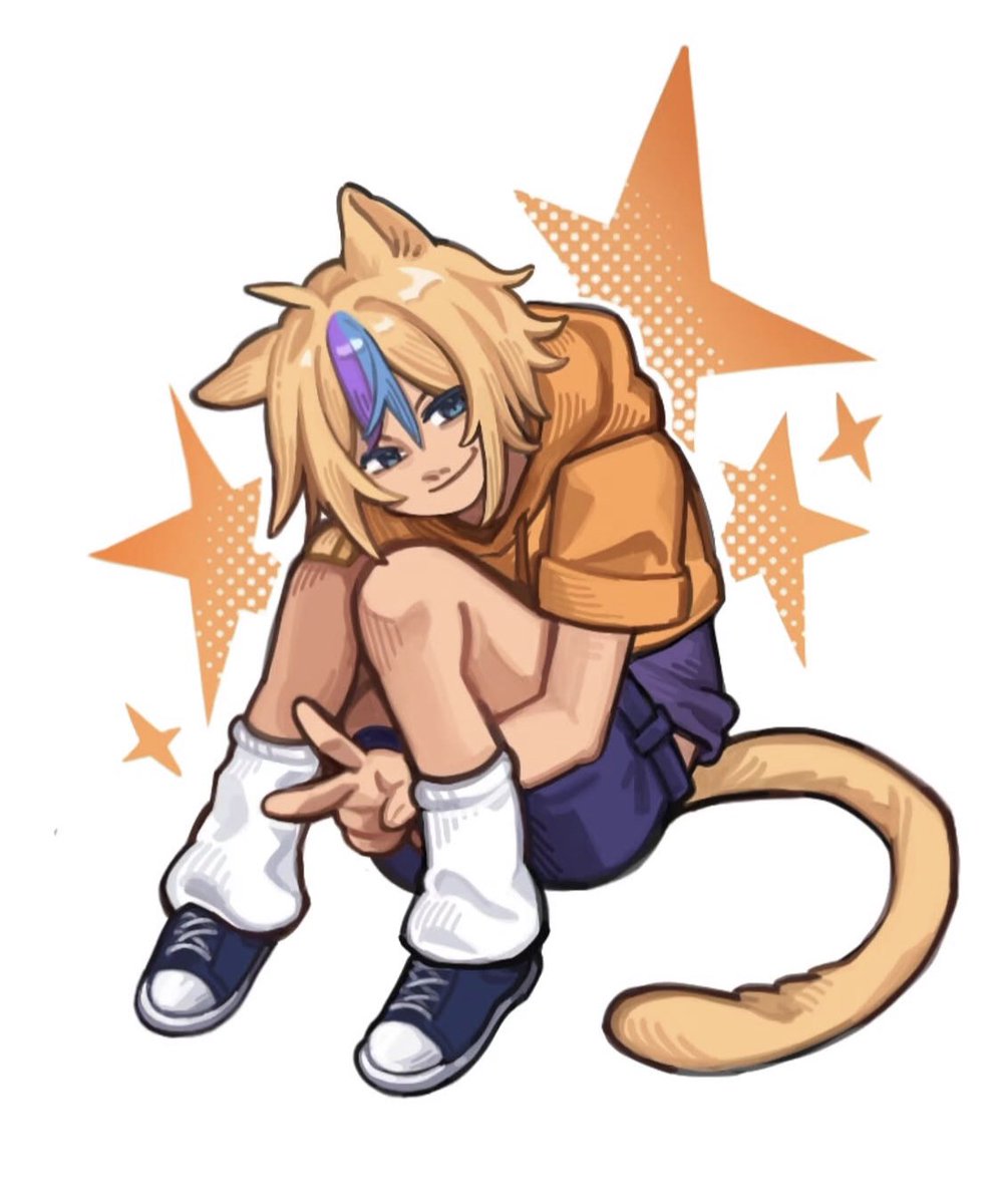 Zarethiaae's tweet photo. the pose and dynamic line art in this piece are incredible! love the soft shading contrast against those sharp orange stars such a bright, stylish, and charismatic design.

#animeart #characterart #digitalart #starart #artfeed #dynamicart #oc #linelessart https://t.co/Eje9g7RZQx