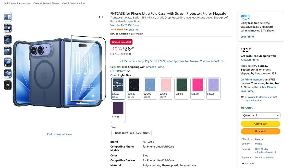 $AAPL - Amazon already Posted iPhone Ultra Fold Phone Cases ahead of its Launch Tomorrow $AMZN 
 [📷](https://pbs.twimg.com/media/HRu66TRaUAAIAl4.jpg)