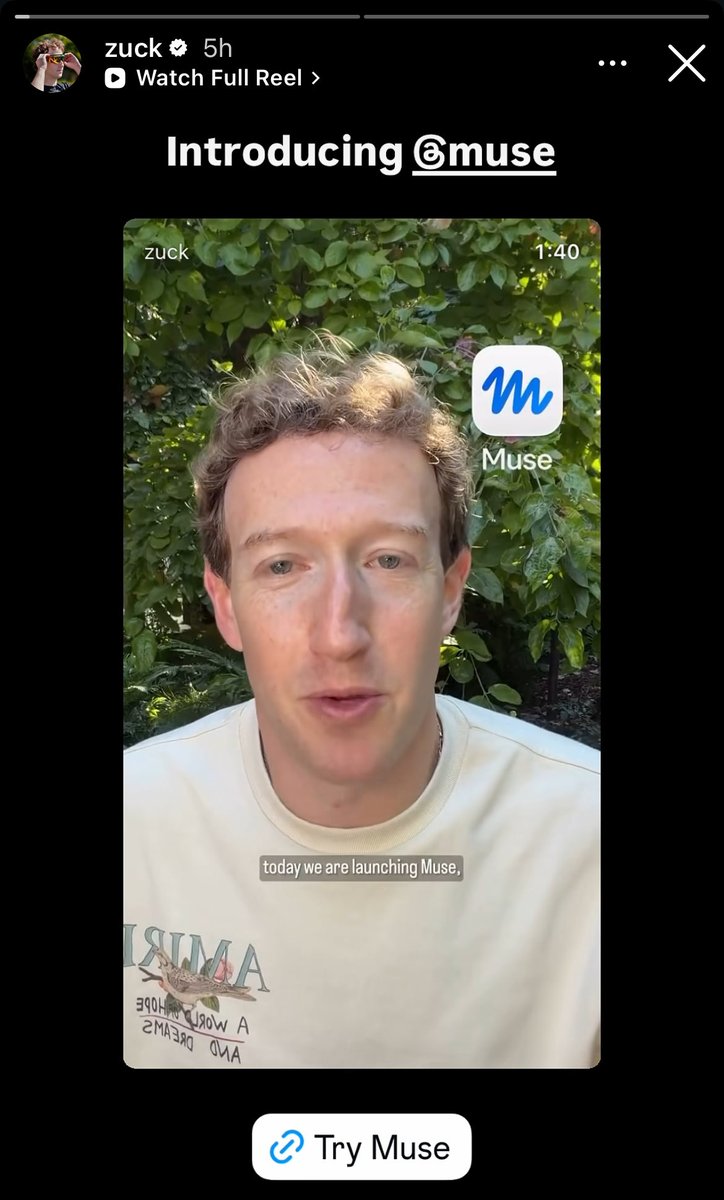 nbduckman's tweet photo. Lmao, zuck took the "muse" handle on Instagram for his new AI thing, and now the world-famous band with nearly 3m followers that's been around for 25 years has been given "museband" https://t.co/3GxKSc9WqZ