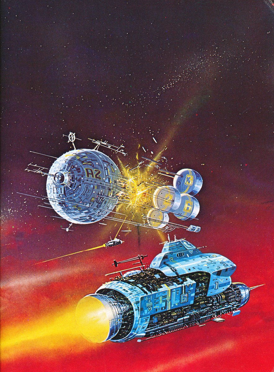 retroscifiart's tweet photo. Art by Angus McKie from the Terran Trade Authority series of books 1978 - 1980 https://t.co/7QKzR6S0Sx