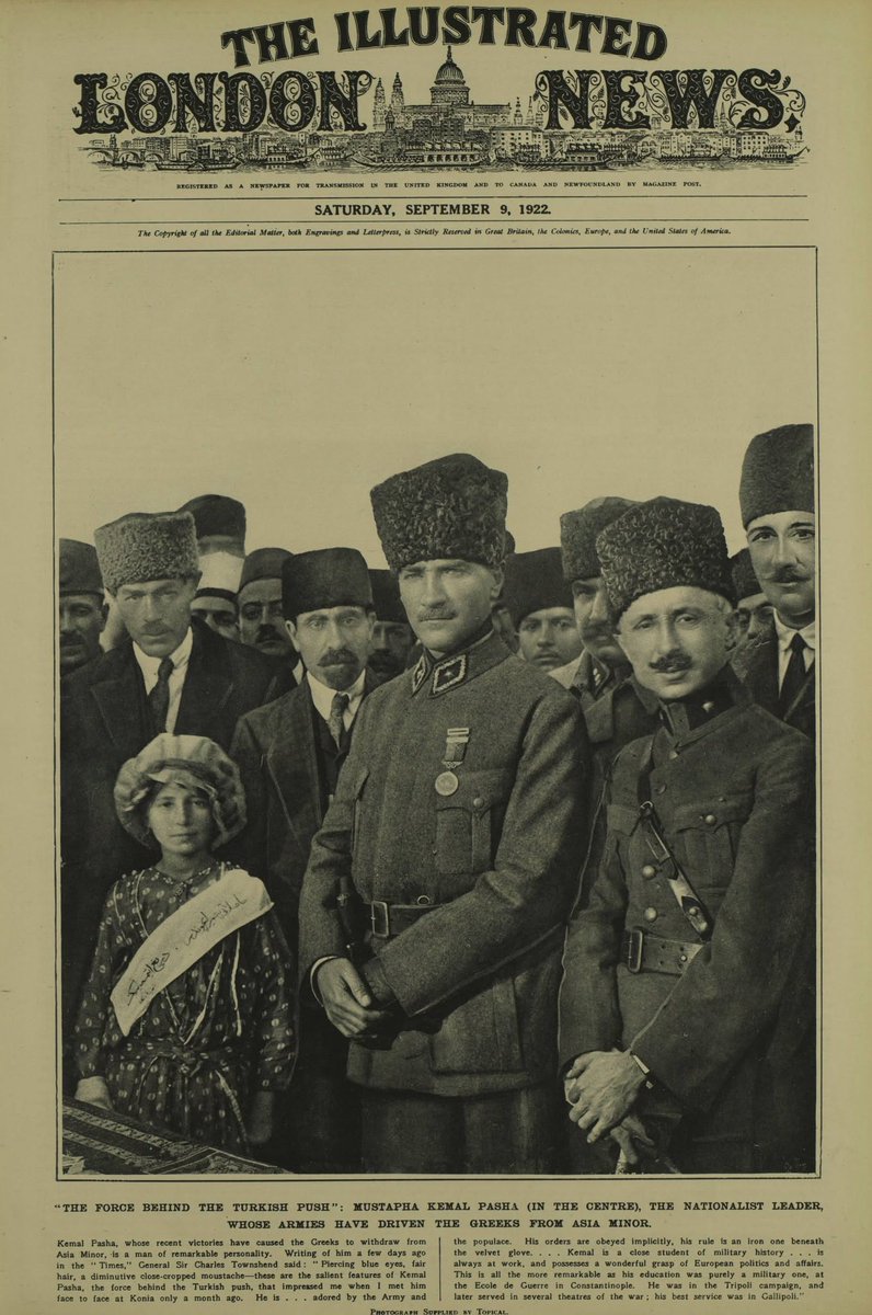 kronikkdokuman's tweet photo. #9Eylül 1922 tarihli London News gazetesi. 📰 

“Yunanlıları Küçük Asya'dan uzaklaştıran Milliyetçi Lider Mustafa Kemal Paşa” https://t.co/Qr9iM8eqK8