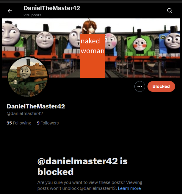 Basil614_'s tweet photo. ⚠️⚠️HEY ALL YOU PEOPLE⚠️⚠️

block @/danielmaster42 if you haven't already

he's VERY weird in a bad way.
* uses AI WAY too much
* posts TTTE porn
* used an antisemitic word a couple of times
* apparently is also a pedo(?) according to someone in the comments of their first post https://t.co/eJKunIXVEA