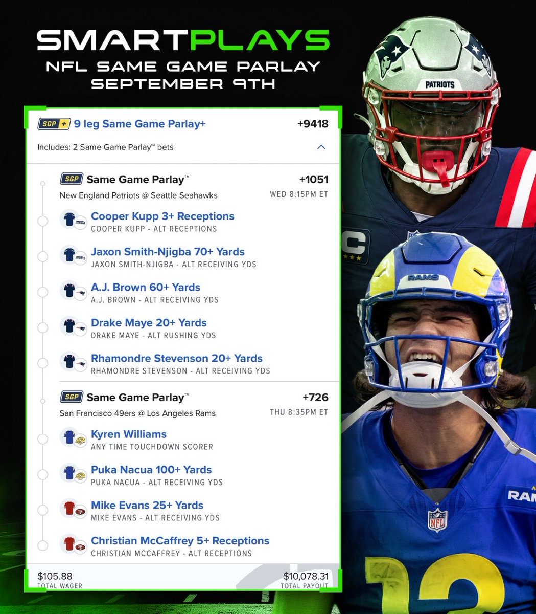 SmartPlaysDaily's tweet photo. 🏈 Let’s make $10,000 to start the NFL Season https://t.co/hK4sNUyRgY