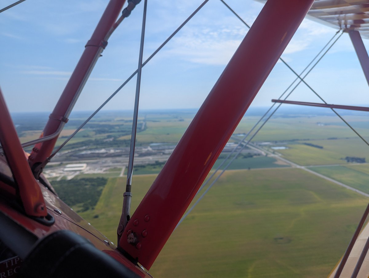 JamesL65i's tweet photo. My first flight in a Stearman biplane today, it was awesome! I even got to fly for a short time! https://t.co/sQvXDlACRb