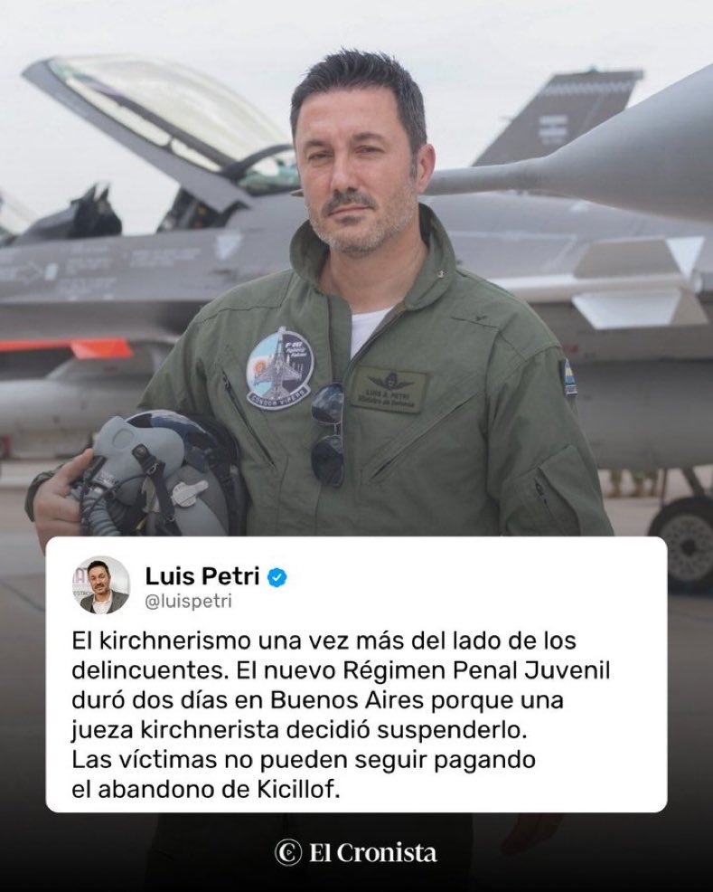 MajulLuisOK's tweet photo. ‼️ PETRI CRITICÓ A KICILLOF Y A LA JUSTICIA BONAERENSE POR LA SUSPENSIÓN DEL RÉGIMEN PENAL JUVENIL

🗣️"El kirchnerismo una vez más del lado de los delincuentes. Las víctimas no pueden seguir pagando el abandono de Kicillof"

¿Bancás sus dichos?

1-SI ✅
2-NO ❌ https://t.co/z2WRGbVgWQ