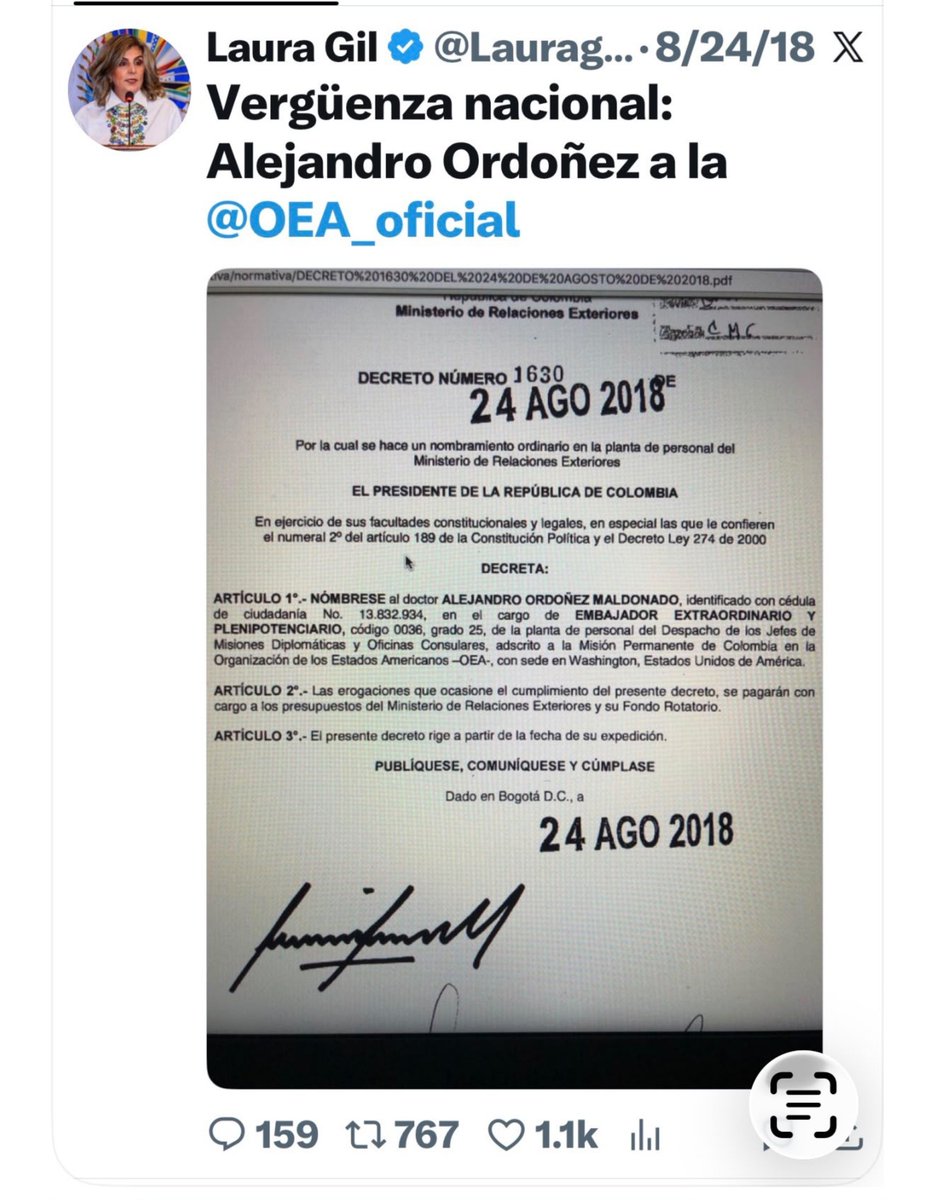 LeszliKalliL's tweet photo. La injerencia en la @OEA no es casualidad. El narco gobierno de Petro, salpicado por financiación ilegítima de narcos y terroristas, puso a Laura Gil como adjunta en el organismo para imponer su agenda ideológica de extrema izquierda. No sorprende su afán en Viena cuando fue embajadora por flexibilizar los convenios antidrogas: usó la diplomacia para tratar de lavarle la cara a los grupos que desangran al país. ¡El crimen organizado ya tiene voceros internacionales!
@DeputySecState @SecRubio tomen nota.
@ABDELAESPRIELLA @omarbula
Gran tarea tiene Alejandro Ordóñez