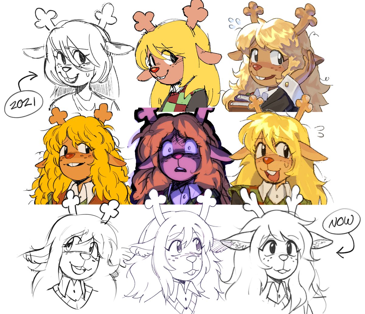 chronocrump's tweet photo. evolution chart of my noles! first two are from 2021 and 2022 but the rest are just from the past year and a half of me trying to land on a design https://t.co/enVj6CSqN4