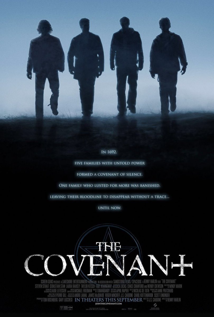 FilmNewsNos's tweet photo. 🎬MOVIE HISTORY: 20 years ago today, September 8, 2006, the movie ‘The Covenant’ opened in theaters!
#StevenStrait #TaylorKitsch #TobyHemingway #ChaceCrawford #SebastianStan #LauraRamsey #SarahSmyth #JessicaLucas #KyleSchmid #WendyCrewson #StephenMcHattie #KennethWelsh https://t.co/fZmEEx0ENo