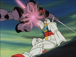 PaneraBenera's tweet photo. The RX-78 doing crazy acrobatic shit like this since 79 and gundam fans get mad when any new game isn't world of tanks but with mobile suits its so annoying https://t.co/ja1wWgwew5