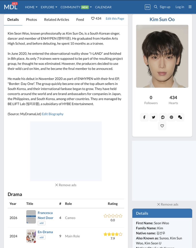 moonswithwon's tweet photo. MyDramaList Updated #Enhypen #Sunoo &amp; #Jay Profile as Cameo Cast In <Francesca Next Door> Drama Section! 

📎 https://t.co/b6lg57HuCn
📎 https://t.co/BUcW6SVzxF https://t.co/ZLvDhSjCfe