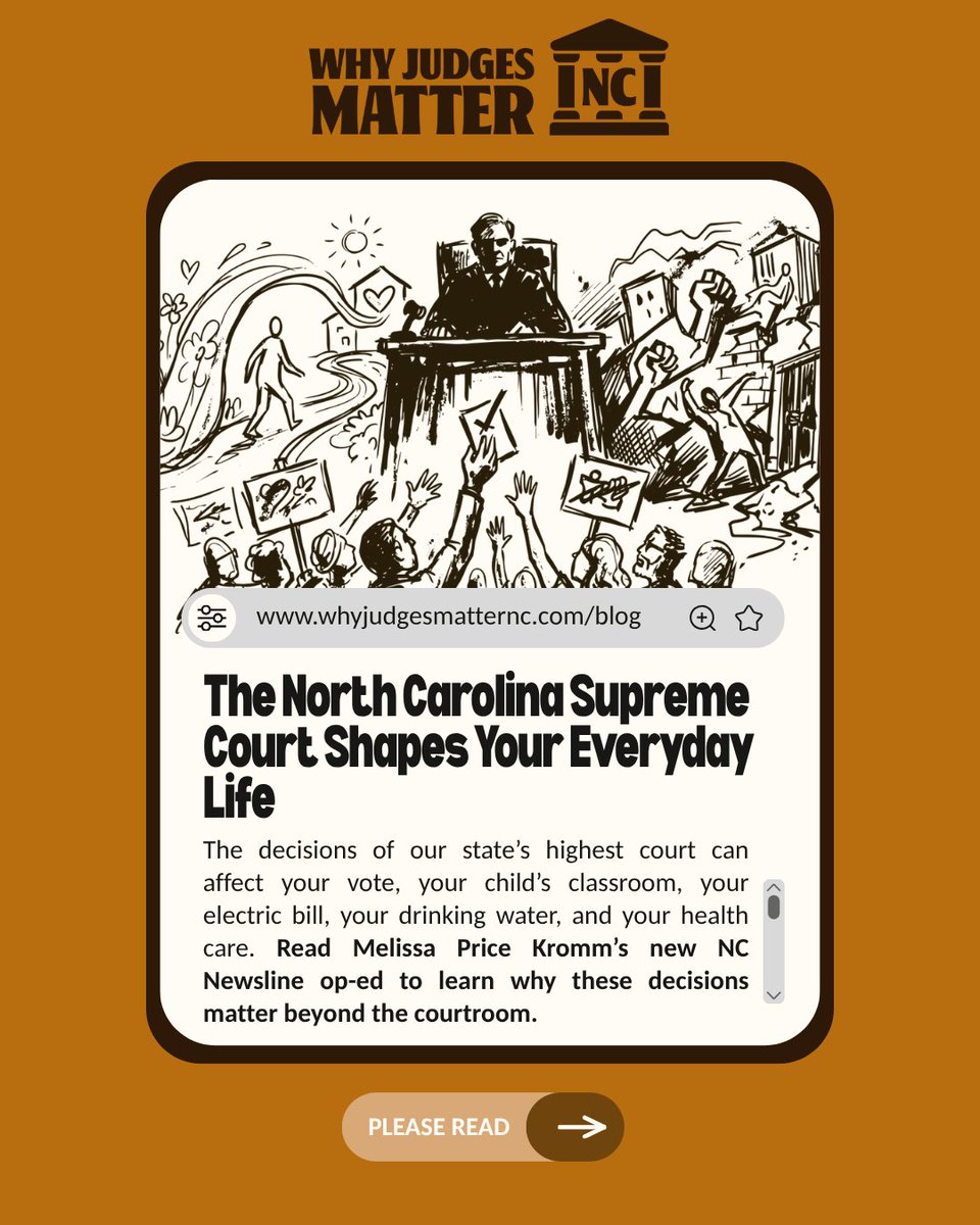 NCForThePeople's tweet photo. Courts shape more than laws. They shape our votes, schools, electric bills, water, and health care. Read our latest blog on Melissa Price Kromm’s new NC Newsline op-ed and why the N.C. Supreme Court matters

🔗 https://t.co/7nhn97tB48

#NCCourts #JudicialElections https://t.co/dGd4aiNJyL