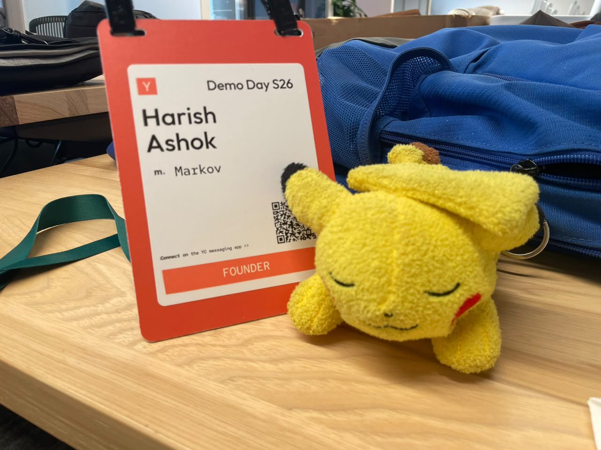 harishashok's tweet photo. Kind of bummed I'm not in SF for @ycombinator demo day, but I'm proud of what we've built at @markov_labs these last three months.

Started the batch when I was 17, turned 18 last week, feels like a whole chapter went by.

Cool stuff coming soon, can't wait to share! https://t.co/TBaCpghBQA