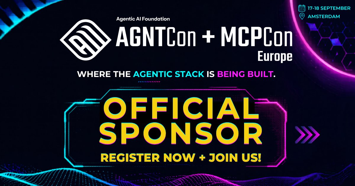 AuthPlane's tweet photo. Excited to be heading to #AGNTCon + #MCPCon Europe on September 17-18 in Amsterdam. The agenda is packed with real talk on what it takes to actually build and scale agentic AI systems in production: orchestration, infrastructure, evaluation, resilience, observability, debugging, all of it. If you're going too, would love to connect there. @linuxfoundation 

Schedule ➡️ https://t.co/unBsC87PlQ
 Register ➡️ https://t.co/s1BUsrlQfS