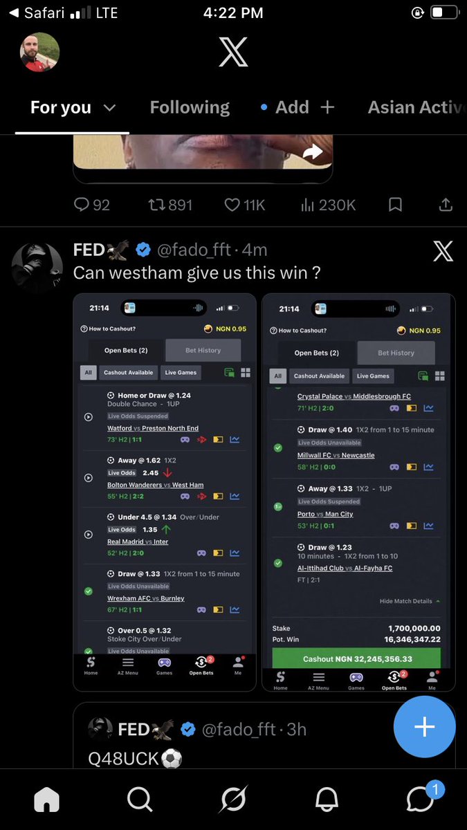 brady_luk79's tweet photo. @OfficialRay343 @DickKoti @fado_fft Shut up 🤫 see the amount he posted first. Total winining 16mil, cashout 32mil how?? https://t.co/XOQx3XQtxo