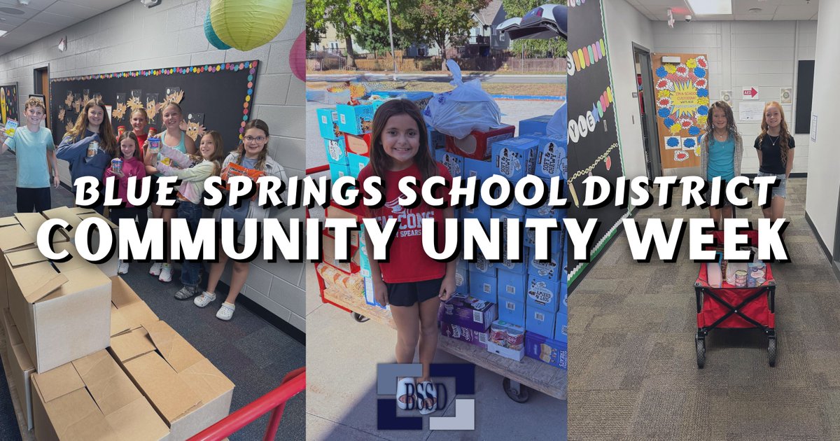 BSSDnews's tweet photo. It's Community Unity Week!

Community Unity Week is an annual event that coincides with the Blue Springs High School vs Blue Springs South High School football matchup. During the week, students, staff, and community members are encouraged to donate canned goods, non-perishable items, hygiene items, and money for Blue Springs Community Service League. The week also includes some friendly competition, and the schools who collect the most items are crowned at halftime of the football game.

Every year, Community Unity Week is the largest collection drive held for Blue Springs Community Services League , and it stocks the shelves for many months to come.

Please consider contributing to this annual tradition.

#WeAreBSSD