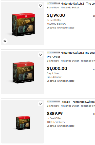 8biteric's tweet photo. Scalpers are already trying to ruin Zelda’s 40th anniversary.

Switch 2 Zelda preorders are being listed for $900 to $1,200 before these parasites even have the console in their hands.

You didn’t "  secure the bag." You bought something just to hold it hostage from an actual fan.

Absolute scumbag behavior.