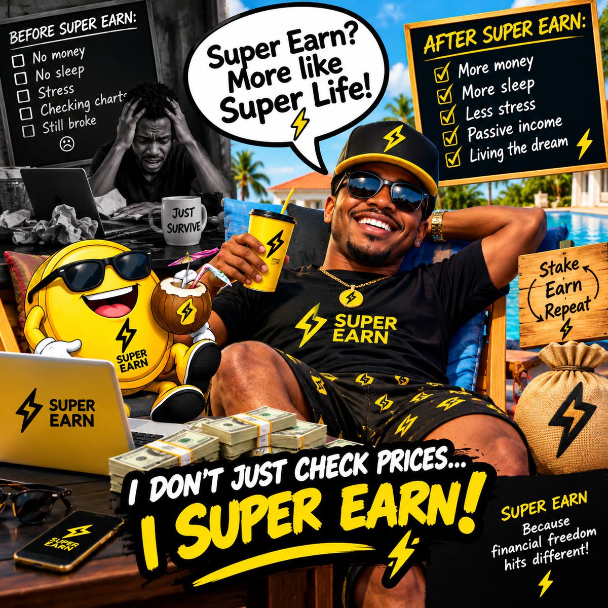 ben643189's tweet photo. @superdapp My entry 
Before Super Earn: 📉😩
“Bro, should I sell my phone?”After Super Earn: 📈😎
“Bro, should I buy the whole phone company?” 😂SUPER EARN: Stake. Earn.

@superdapp

6QxpWozS348tLDauPgTayDtWRnR5cyfyFeUGgGSPP7s https://t.co/weRi3dEUha