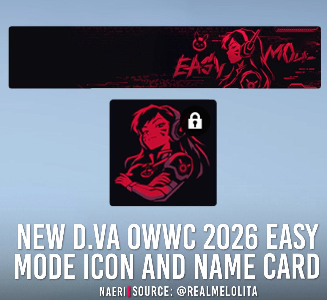 OverwatchNaeri's tweet photo. New #Overwatch https://t.co/9c2MKPlqBu EASY MODE Player Icon and Name Card 🐰🎮

An #OWWC 2026 https://t.co/eVhkbMahSt EASY MODE Player icon and name card have been discovered for a new DVa whose exact source is not yet known ✨ https://t.co/bUf1cGV6aQ