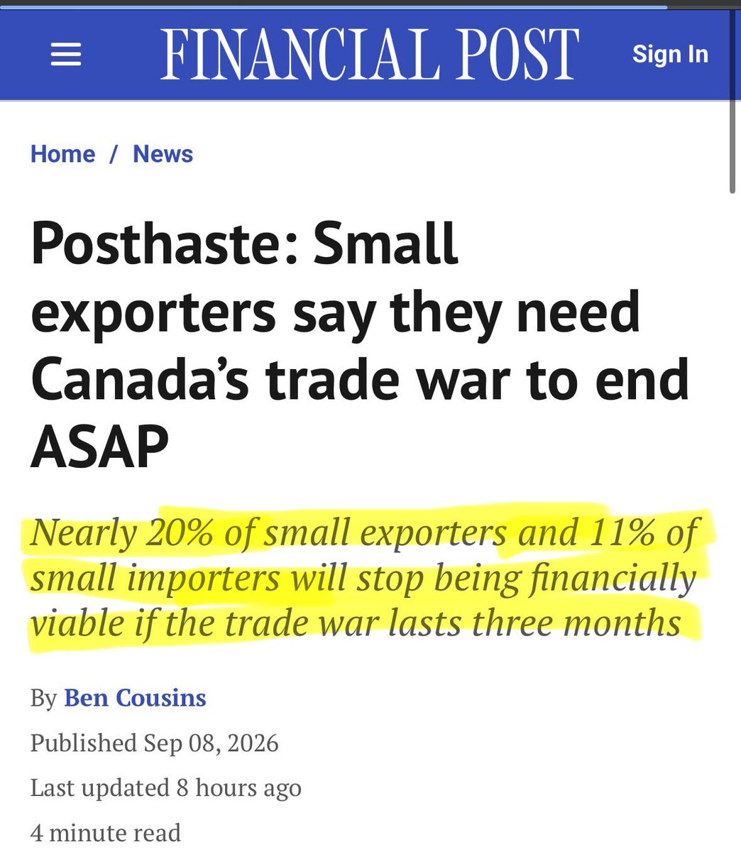 ryangerritsen's tweet photo. Carney wants you to believe we have all the time in the world. No trade deal will result in financial ruin for many Canadians. https://t.co/e0J9dtV3jw