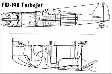 uchujin17's tweet photo. ドイツで検討されたらしいFw190のジェット案。機首に遠心圧縮式のエンジンを積んでカウリング周囲からジェット排気するつもりだったようです。 https://t.co/XHXsoYCzaK