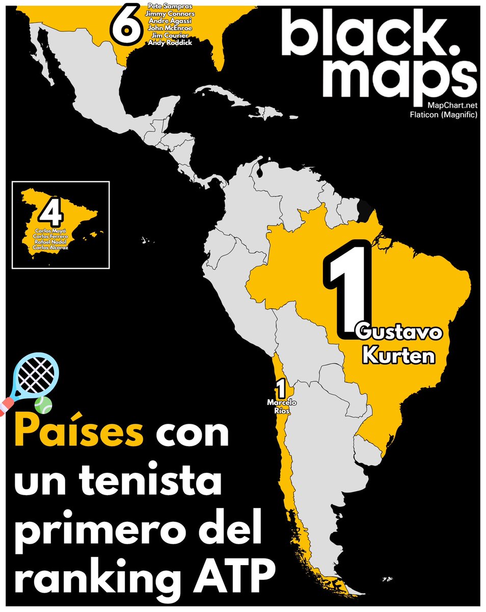 maps_black's tweet photo. Países que han tenido a un tenista número 1 del mundo 🎾 https://t.co/ffpCXXKHvm