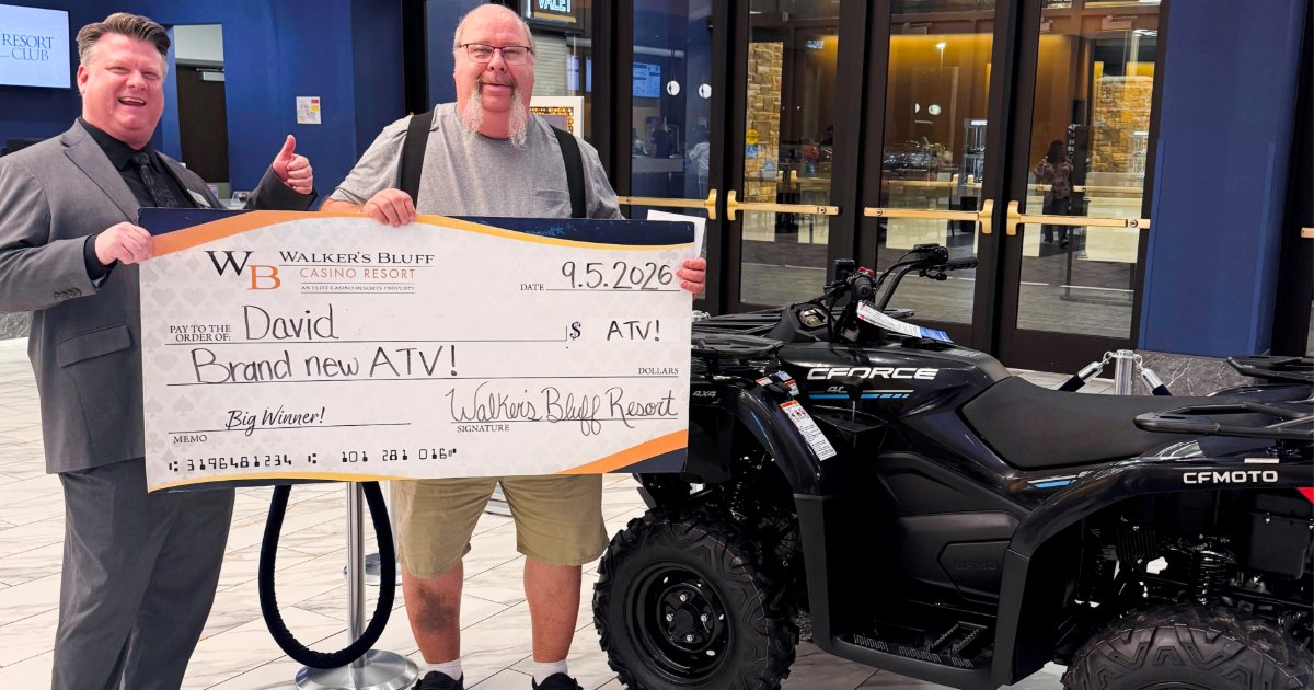 WBCResort's tweet photo. 🏆 Huge congratulations to David for winning a brand-new ATV in our #AutumnATVAdventure drawing this past Saturday! 🎉

Join us Saturdays, 9.19 and 9.26, from 6 PM – 10 PM for your next shot at adventure. See you then. ✨

Must be 21+. Gambling Problem? Call 1-800-GAMBLER https://t.co/SxZSUIIIoS