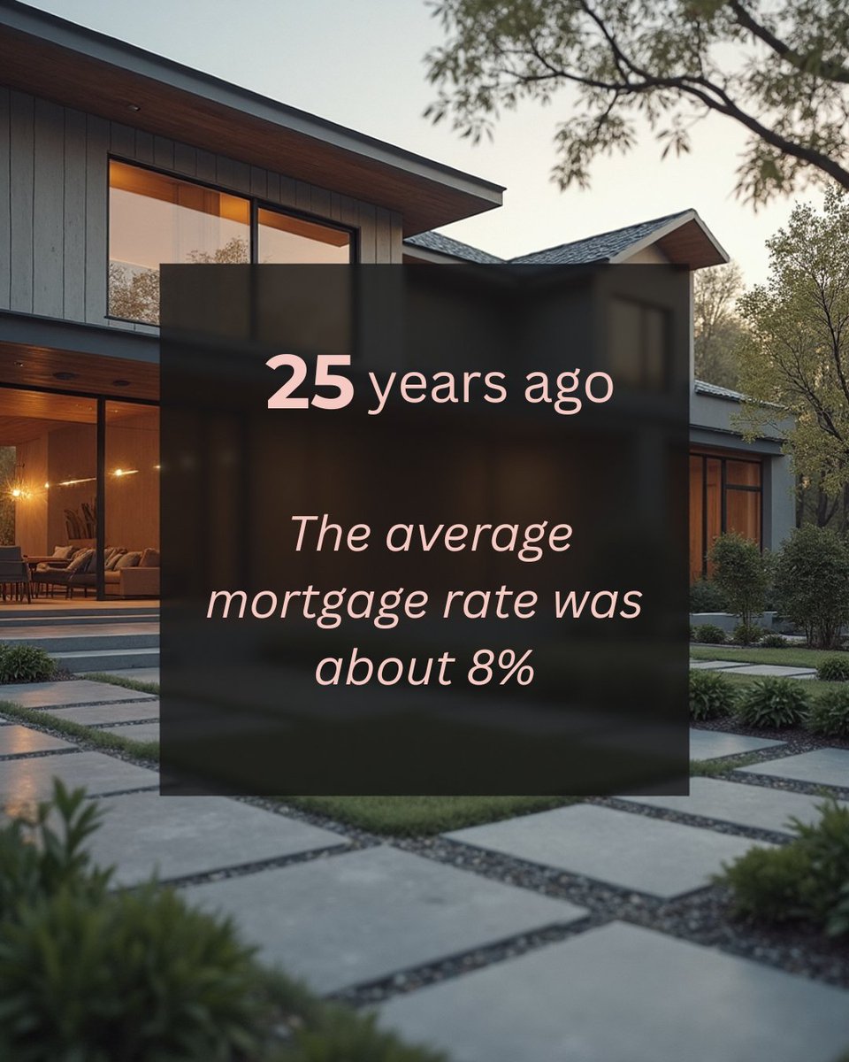 TRettkowski's tweet photo. Did you know the average mortgage rate was around 8% just 25 years ago? 🤔

#buyingahome #buyahome #homebuyers #homebuying https://t.co/6l7kUqF9dm