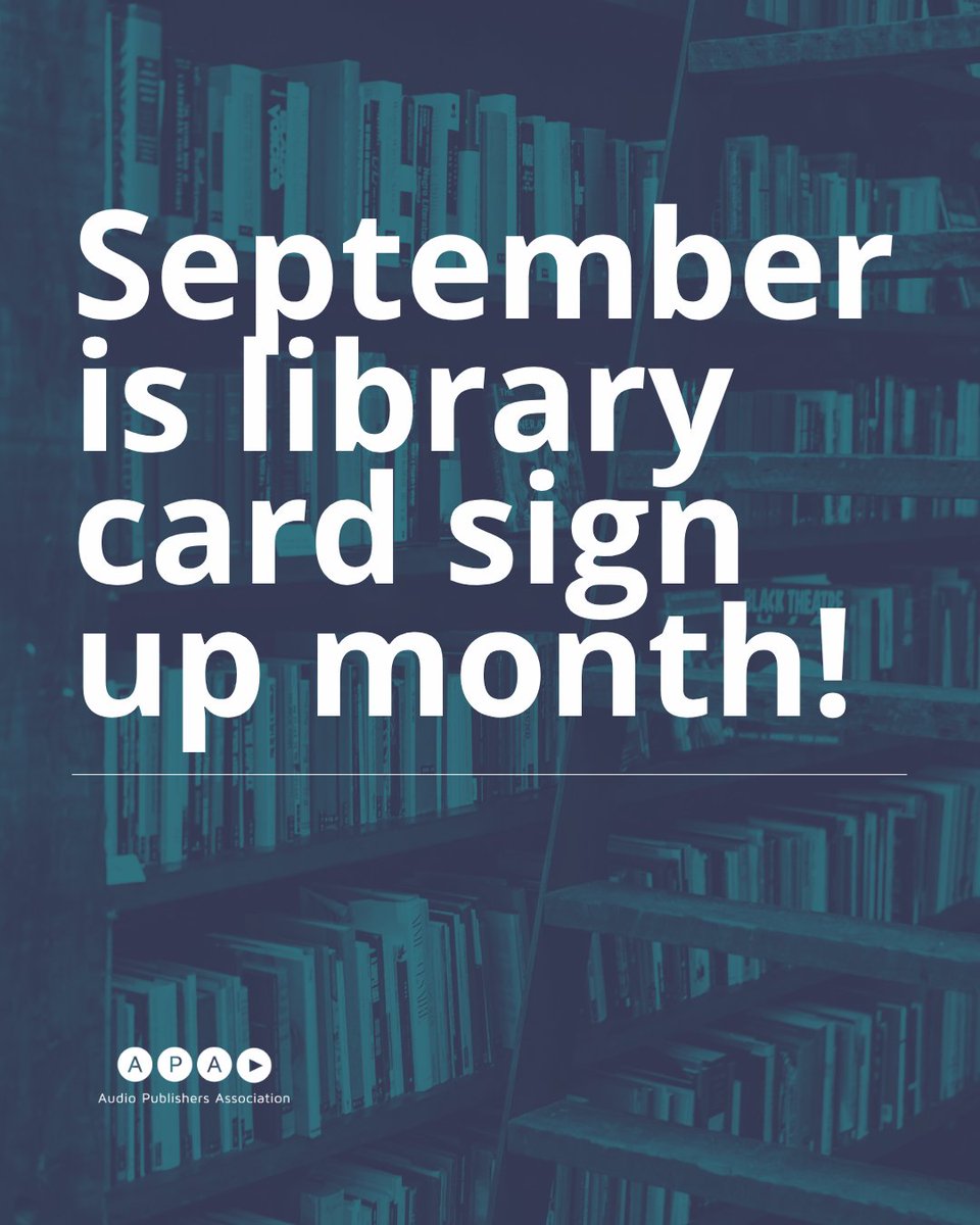 audiobooks's tweet photo. September is Library Card Sign-Up Month, and for audiobook listeners, a library card connects you to librarians! These wonderful professionals can guide you to your next great listen. 

If you already have a library card, use it! If you don’t, this is the time to get one. https://t.co/RPmrwgS2Qz