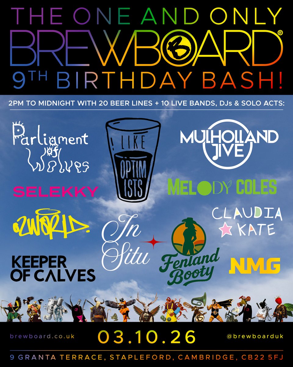 BrewBoard's tweet photo. New stonking line-up.
New cracker of a site.
Same belting free-entry-to-all BrewBoard all-dayer.
03.10.26.
It’s going to be epic…💣 https://t.co/RVKRlo82sj