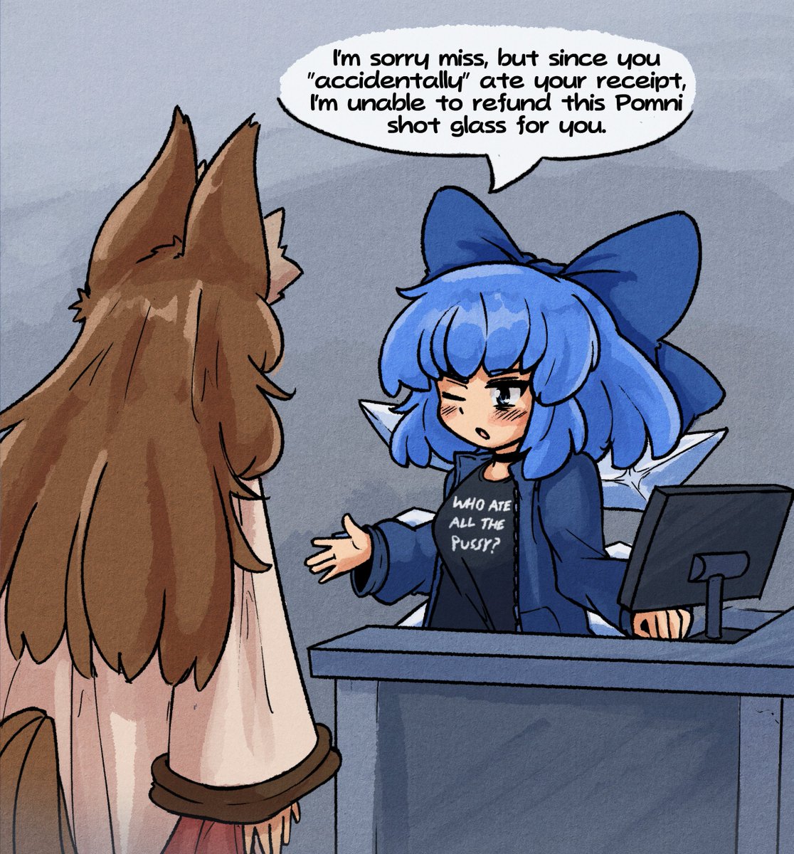 mcsquiddies's tweet photo. they're making me work on Cirno Day so I drew Cirno doing my job for me
#9月9日はチルノの日 https://t.co/H15cXHnNAG