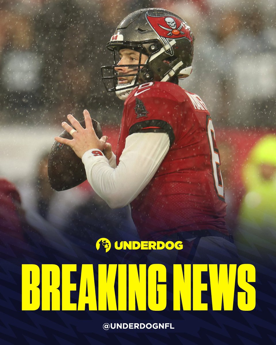 UnderdogNFL's tweet photo. Schefter: Baker Mayfield to sign a 3-year extension with the Buccaneers. https://t.co/lfKgsXvwXc