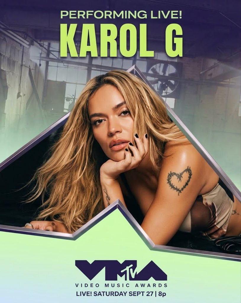 tropitourr's tweet photo. 🚨 KAROL G will perform at this year's #VMA https://t.co/gn18qqn6Ew