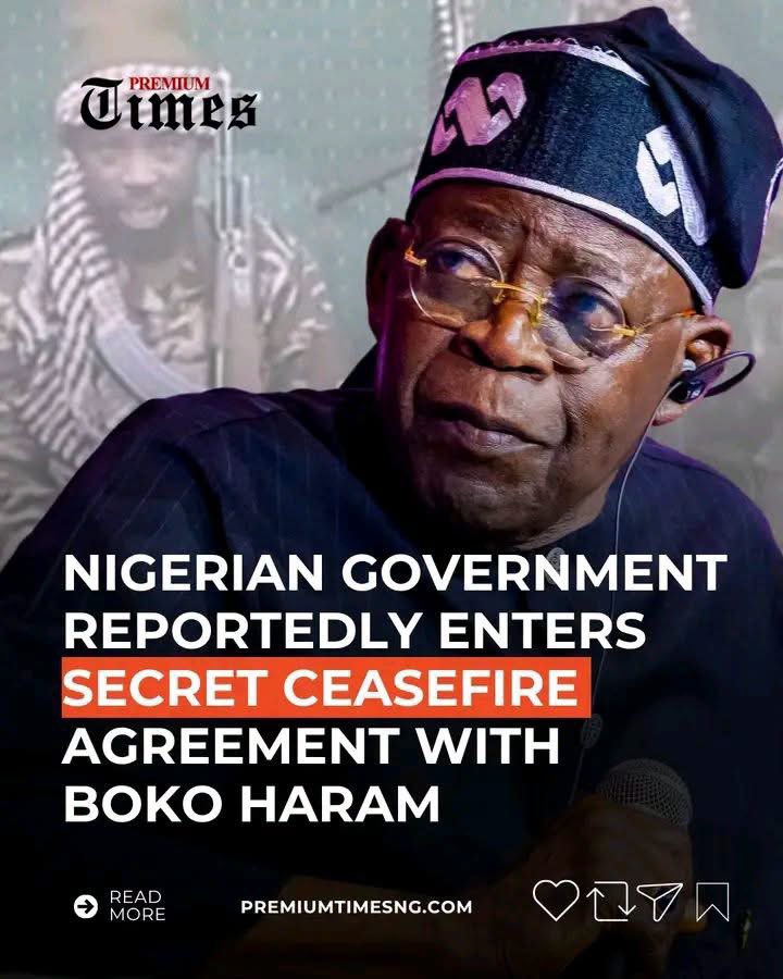 ChinasaNworu's tweet photo. The Nigerian government has reportedly entered into a secret ceasefire agreement with the Boko Haram faction led by Bakura Doro, a development that has kept parts of northeastern Nigeria relatively calm for the past three months, according to a report by The New Humanitarian. Three people with contacts among senior Boko Haram members, told The New Humanitarian that the truce has been in effect since June and is expected to be extended. It was linked to efforts to secure the release of over 300 civilians abducted in March from Ngoshe, a community in Gwoza Local Government Area of Borno State.

Source: Premium Times
@real_IpobDOS 
@radiobiafralive