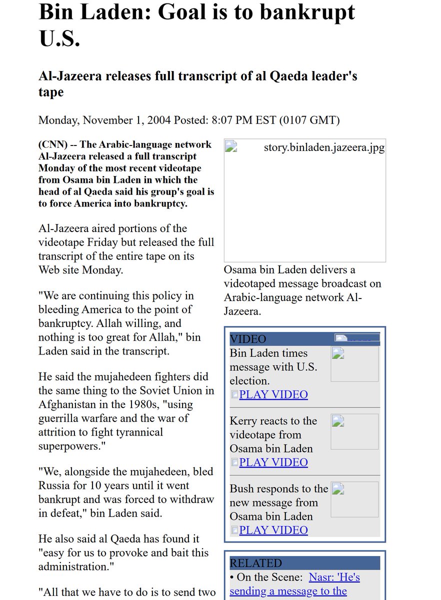 LukeGromen's tweet photo. With so much of my X feed occupied by US debt sustainability discussions &amp; the 25th anniversary of 9/11 attacks, I can't help but think about this from 2004.  

I remember laughing at this 22 years ago, but nobody seems to be laughing anymore. https://t.co/VYPgCMz7fx