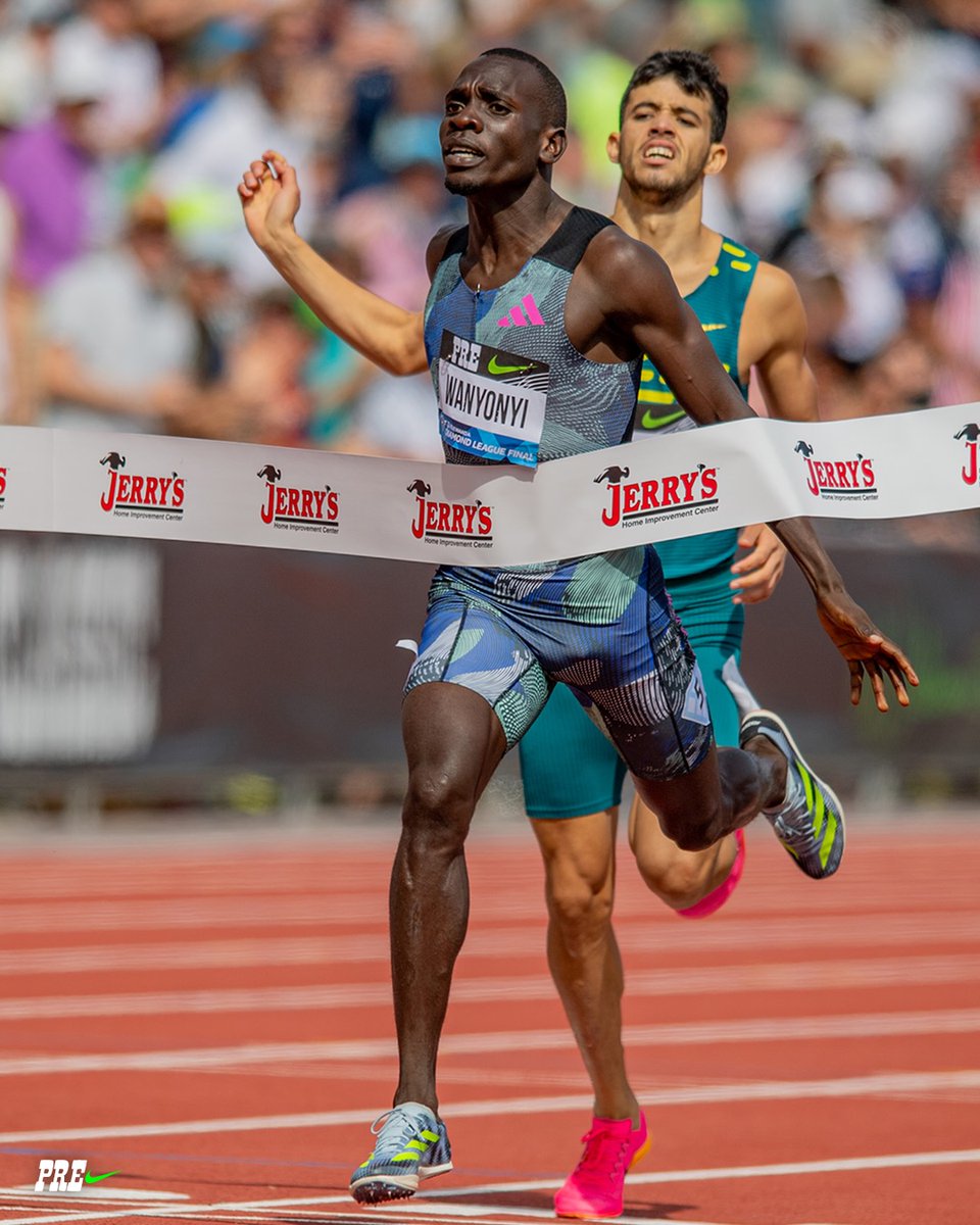 nikepreclassic's tweet photo. 800m dominance 🙂‍↕️

At the 2023 Diamond League Final, Emmanuel Wanyonyi ran a #PreClassic meet record of 1:42.80 in the men's 800m. The reigning world champ and Olympic champ just won the 2026 Diamond League Final in Brussels, finishing in a meet record of 1:41.80 💎 https://t.co/rqGER0flw8