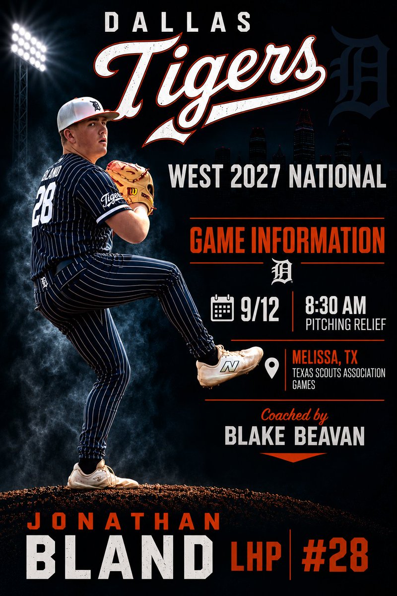 bland_2027's tweet photo. Fall season starts this Saturday, 9/12 @ 8:30am.  Made some adjustments during the off-season with my pitching coach, @RiskoMatt.  Ready to get after it. See you in Melissa, TX.

#Uncommitted | 2027 I LHP l 6’5” 220 l 4.51 gpa
@HeathHawksBB I @DallasTigerswe1
I FB-88 | CT-85 I SLV- 75.4 | CH-79

@BlakeBeavan @NCSA_Baseball @CoachHarrisNCSA