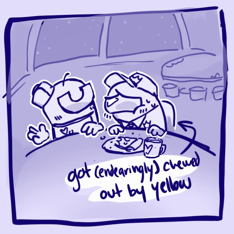 itz_fishstix's tweet photo. Purple x Yellow mini comic i made a little while ago (i think their ship name is SafeFood??) 
#amongusshow https://t.co/7XYDLX2WFI