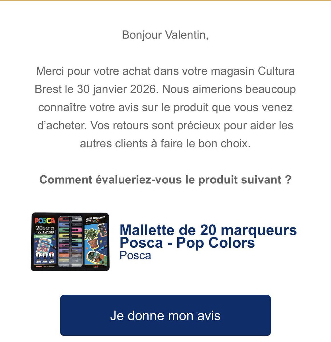 VaLoRiders's tweet photo. Quand j’ai reçu ce mail alors que j’ai jamais acheté de Posca et que j’habite à l’opposé de Brest littéralement https://t.co/7RKyW4i0uR