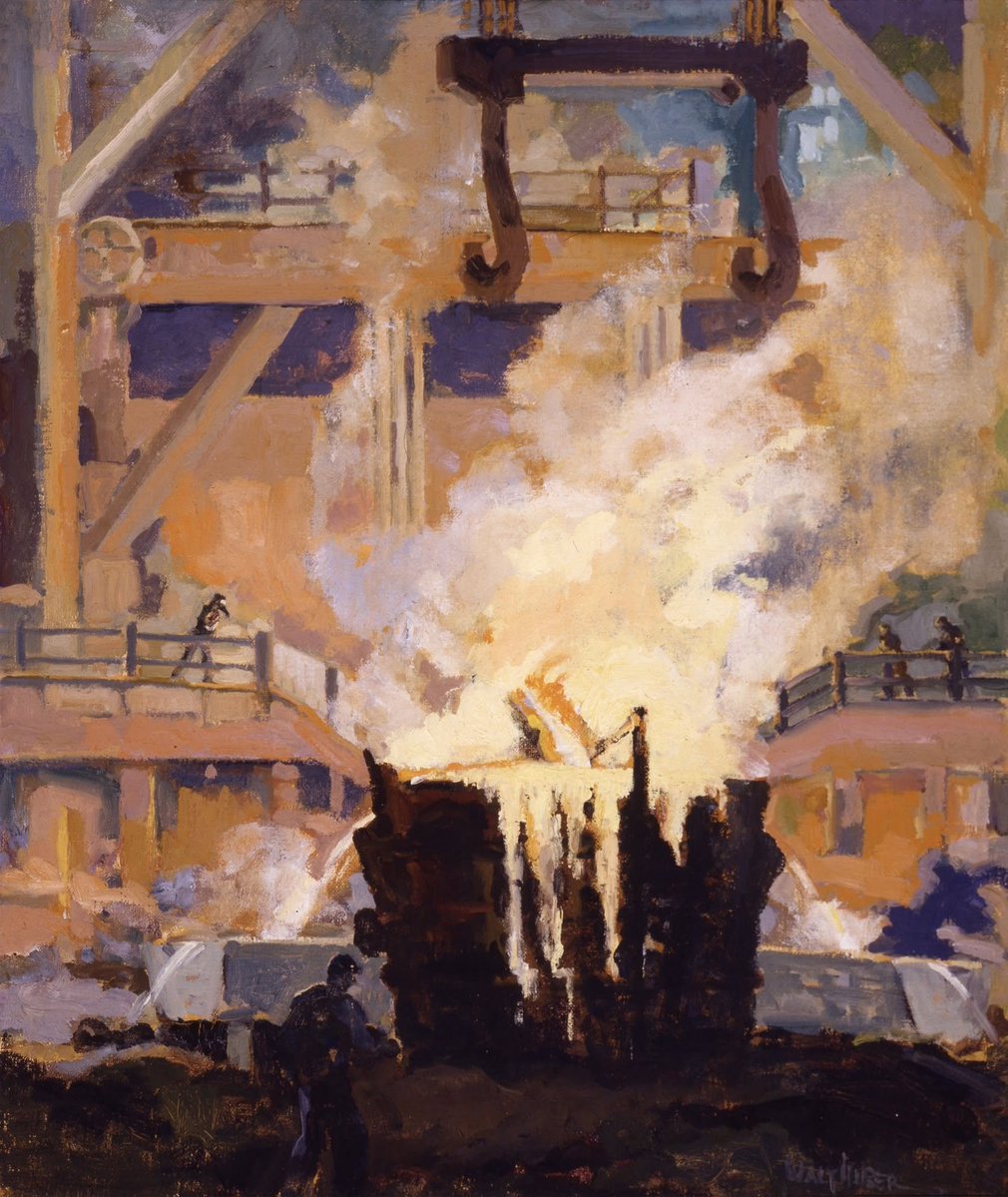JDHaltigan's tweet photo. Walter Emerson Huber (1886–1961) - Tapping the Heat, Central Iron and Steel Co.; Harrisburg, Pa (Earth and Mineral Sciences Museum) #industrialart https://t.co/dMHp8RanTZ