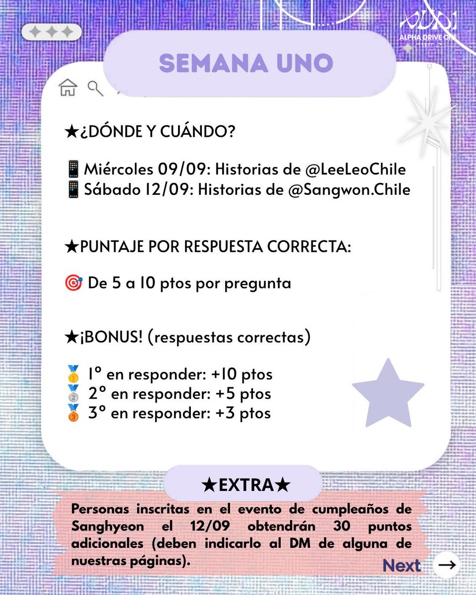 ald1_chile's tweet photo. Inicia nuestro ALD1 MONTH!!! 🎉 

​SEMANA 1:¿CUÁNTO CONOCES A ALD1? 
​Demuestra qué tan fan eres respondiendo el mini quiz que subirá @leeleochile y Sangwon.Chile a sus historias de IG el 09/09 y 12/09 a las 10AM! 
¡Tendrán 24 hrs para responder cada quiz y sumar sus 1eros ptos! https://t.co/0075Vvnd0Q