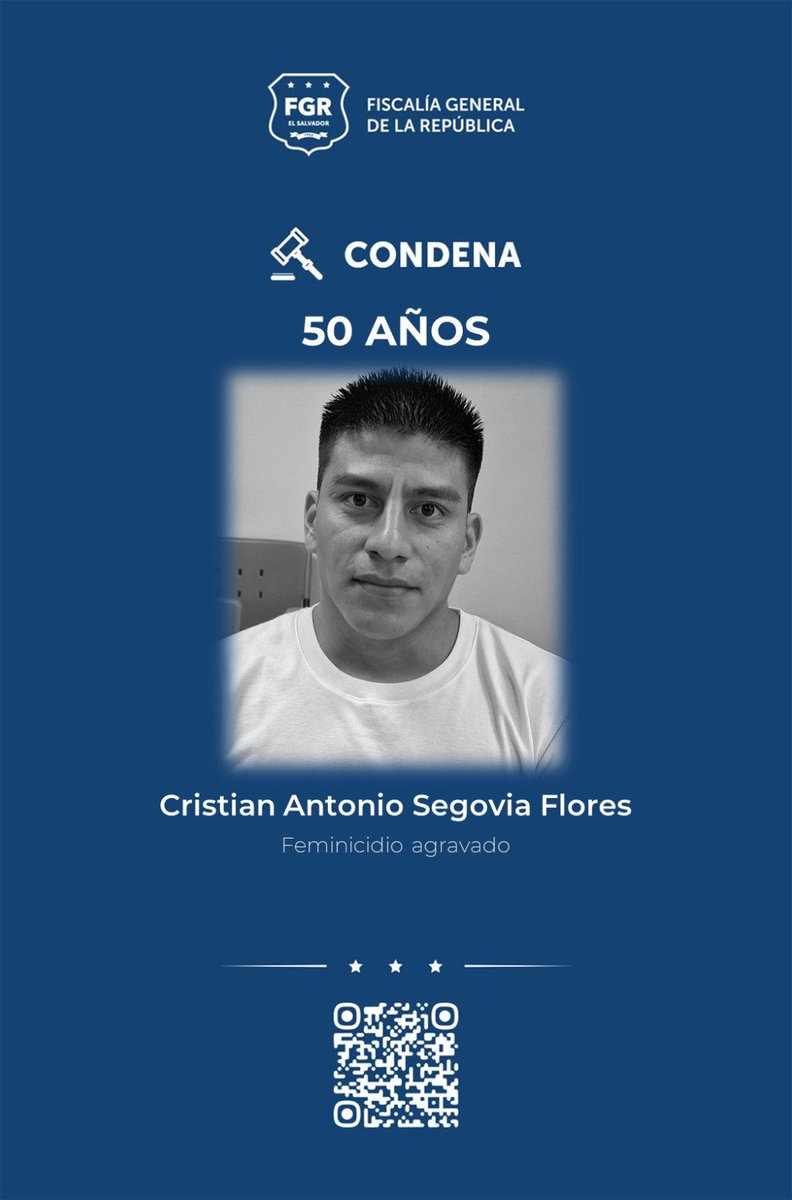 FGR_SV's tweet photo. #Feminicidio | 50 años de cárcel por asesinar a su pareja

Cristian Antonio Segovia fue condenado a 50 años de prisión por el feminicidio agravado de su pareja, ocurrido en el distrito de Sacacoyo, La Libertad Oeste.

Segovia inició una relación sentimental con la víctima a finales de 2024. El día del crimen, la citó y la llevó hasta un lugar desolado, donde intentó asfixiarla y posteriormente la apuñaló varias veces con un arma blanca.

Según las investigaciones, Segovia inició la relación con la víctima ocultándole que tenía esposa. Al enterarse de la relación, su esposa solicitó el divorcio y, posteriormente, Segovia comenzó a planificar el asesinato de su pareja.