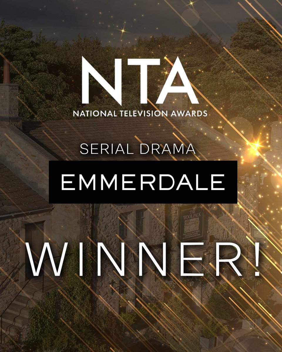 emmerdale's tweet photo. Wow, we can’t believe it - we won the biggie! ✨ We are beyond grateful to everyone who voted, it really means so much to us! 🫶 

#Emmerdale #NTA #TeamEmmerdale https://t.co/jeBd9NQ1oy