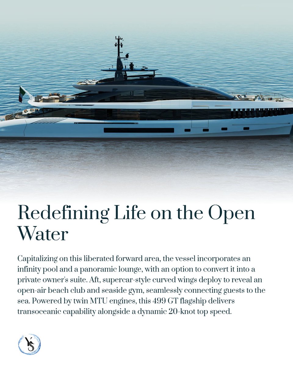 YachtingSelect's tweet photo. The Mangusta GranSport 50 redefines superyacht living with innovative half deck design. Italian excellence meets modern luxury. #YachtingSelect #SuperYacht https://t.co/5mDxXpaGXy