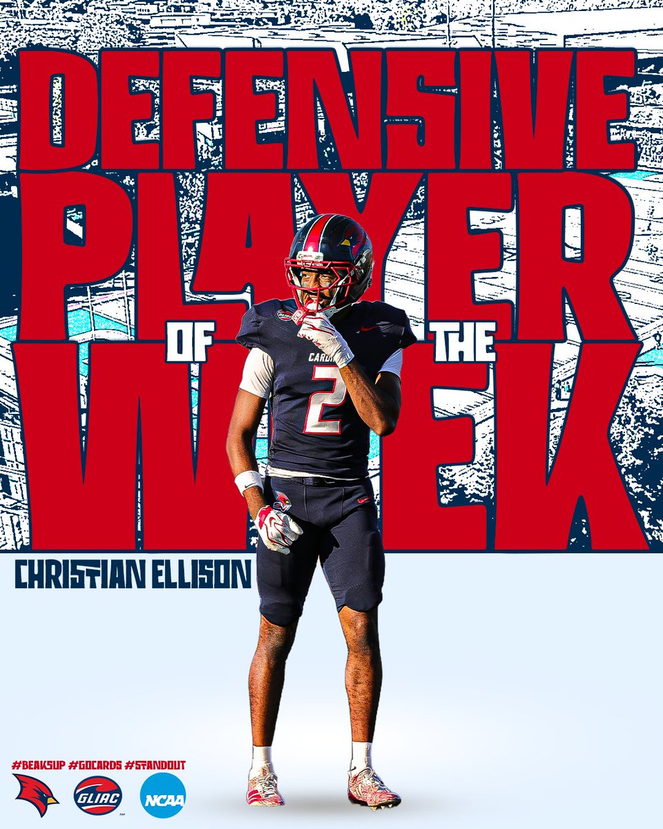 svsu_football's tweet photo. 🏆 Defensive Player of the Week 🏆

🏈 Christian Ellison - DB 🏈

#BeaksUp | #GoCards https://t.co/VHFWx6jbPK